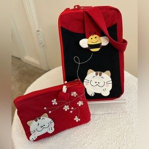 NWOT Cute Kitty Wristlet and Change Purse Bundle